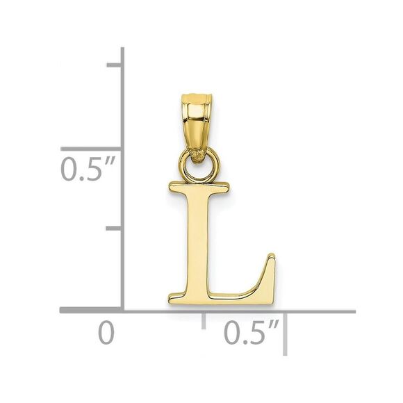 10K Yellow Gold Polished L Block Initial Charm - Picture 3 of 9